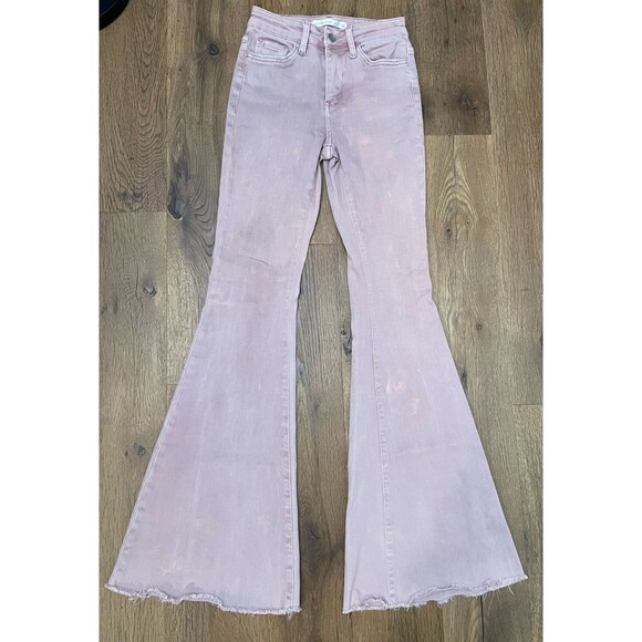 Altar'd State Denim - Altar'd State Women's Raw Hem Rose Pink Acid Wash Flare Jeans - Size 24